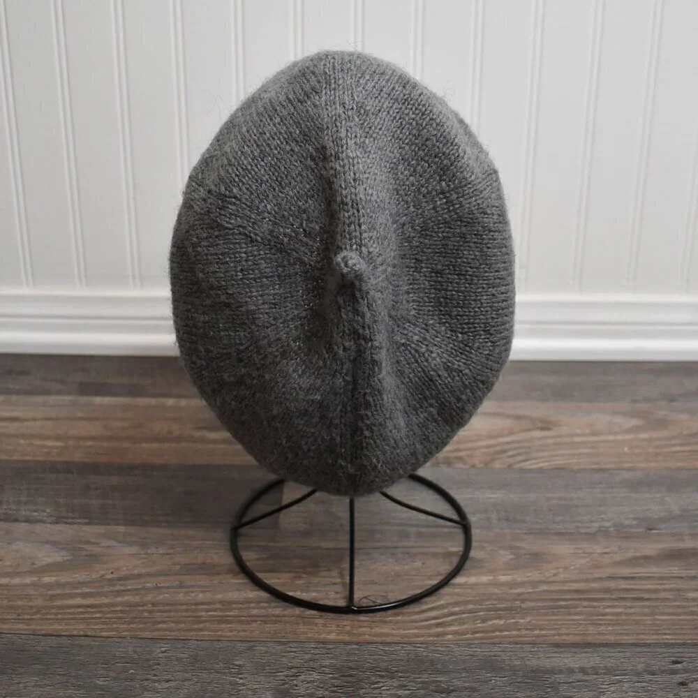 Semo Beret Hat Knit Mohair Pom Pom Korea Neutral Minimalist Academia Preppy